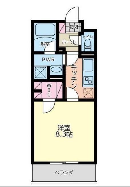クレスト(1K/2階)の間取り写真