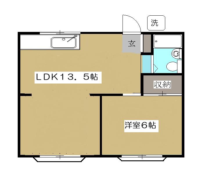 ハイツ・ヤマグチ(1LDK/2階)の間取り写真
