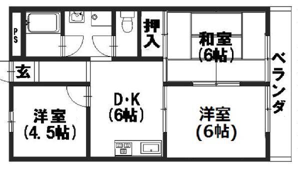 ビラキヨシ(3DK/2階)の間取り写真