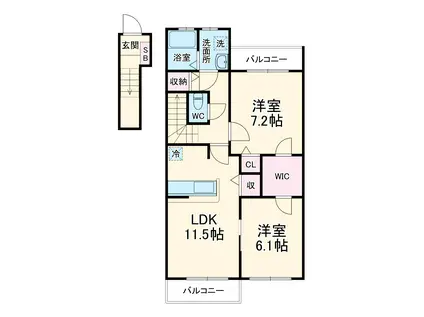 リマーレソプラ弐番館(2LDK/2階)の間取り写真