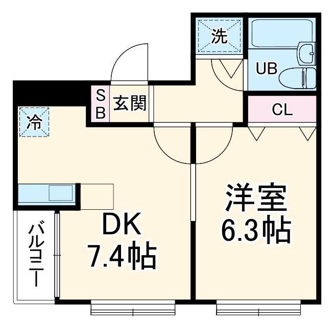 ローズマンションA1番館(1DK/2階)の間取り写真
