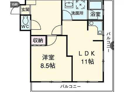 コスモス前原(1LDK/2階)の間取り写真