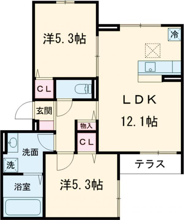 ARCO MISTLETOE(2LDK/2階)の間取り写真