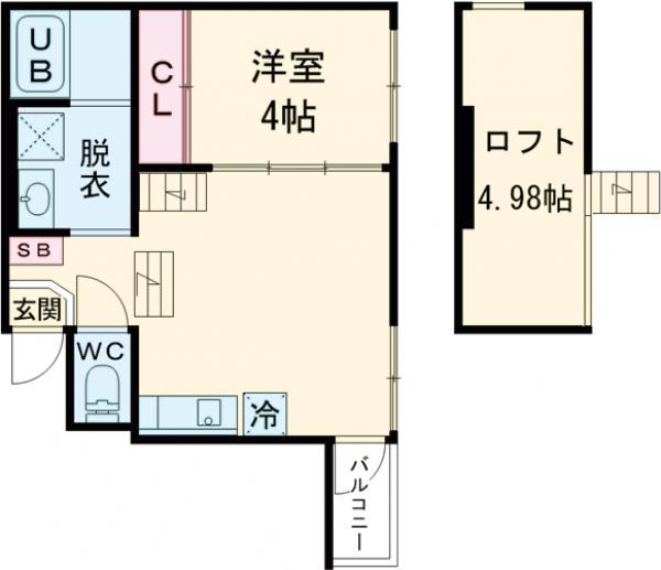 JUNAS 千束Ⅱ(1LDK/1階)の間取り写真
