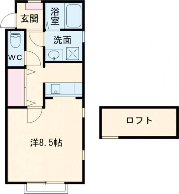 ABCフラッツA(1K/2階)の間取り写真