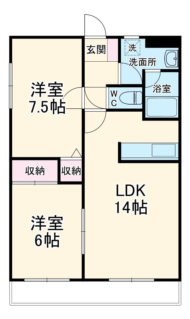 ハイムやすらぎ(2LDK/3階)の間取り写真
