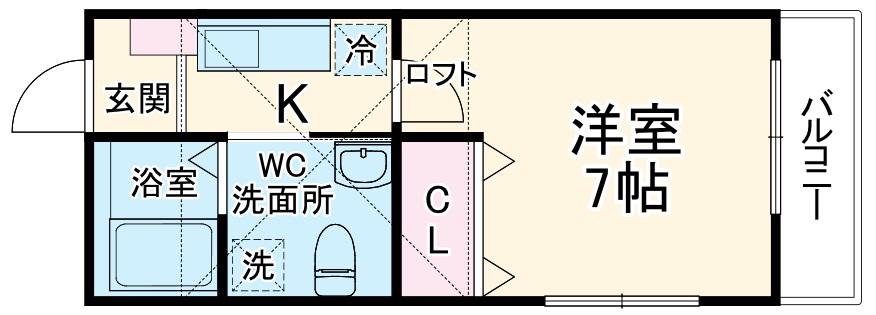 サンライト立石(1K/2階)の間取り写真