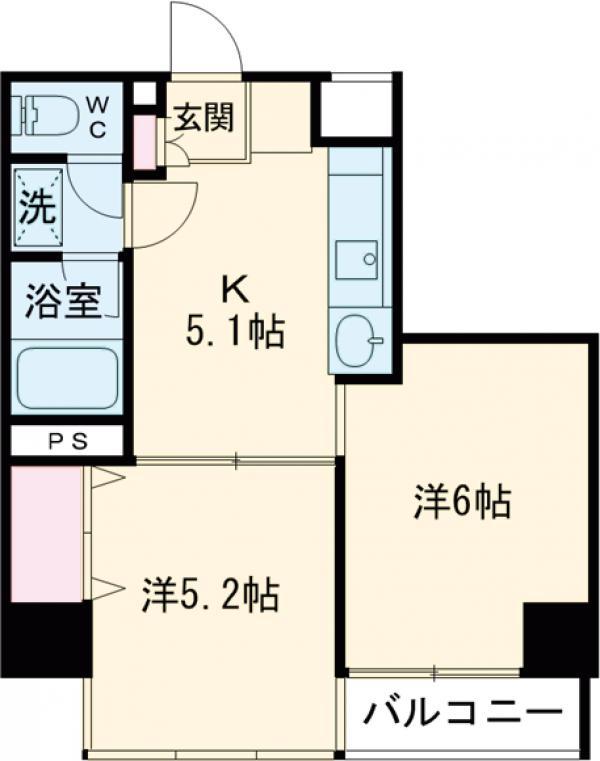 ソサエティ荏原中延(1LDK/6階)の間取り写真