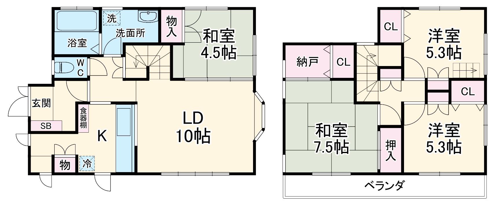 桜区町谷3丁目戸建(4SLDK/1階)の間取り写真