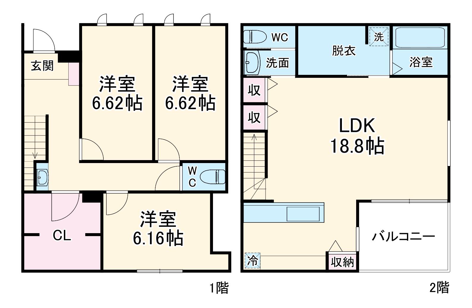 名鉄各務原線 手力駅 徒歩20分 2階建 築1年(3SLDK)の間取り写真