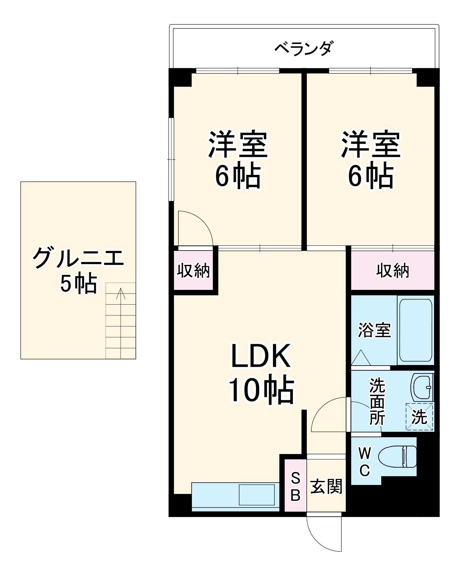 第11むさしマンション(2LDK/4階)の間取り写真