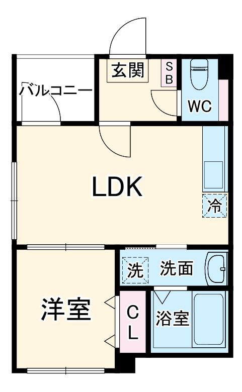 HALEA八田(1LDK/1階)の間取り写真