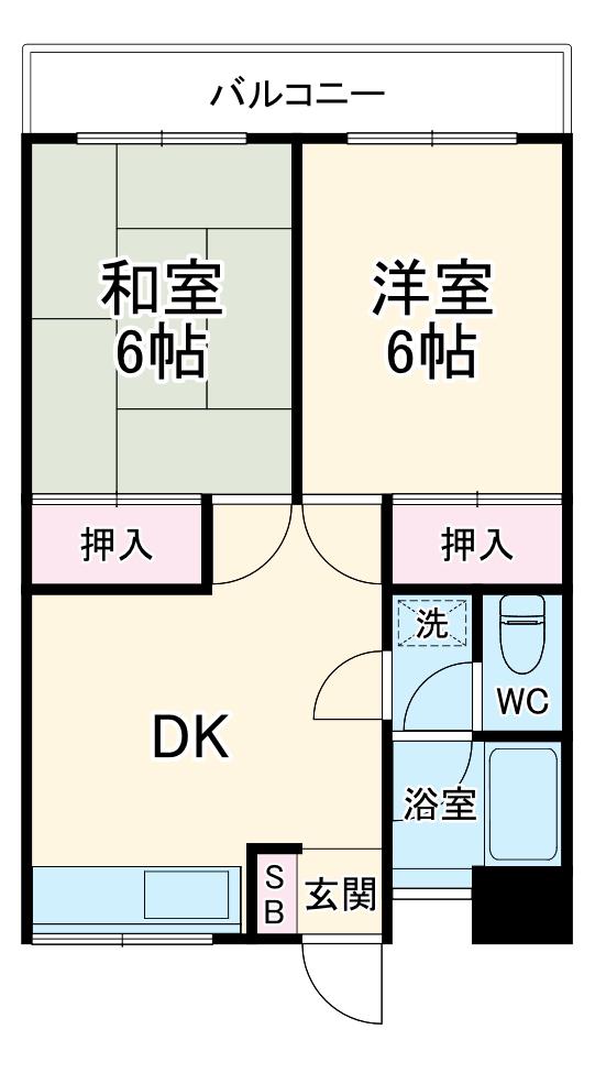 セントラルハイツ(2DK/3階)の間取り写真