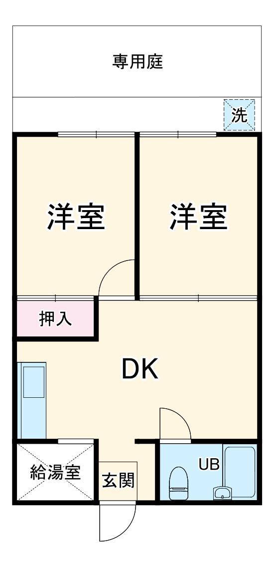 ジャルダン北大宮(2DK/1階)の間取り写真