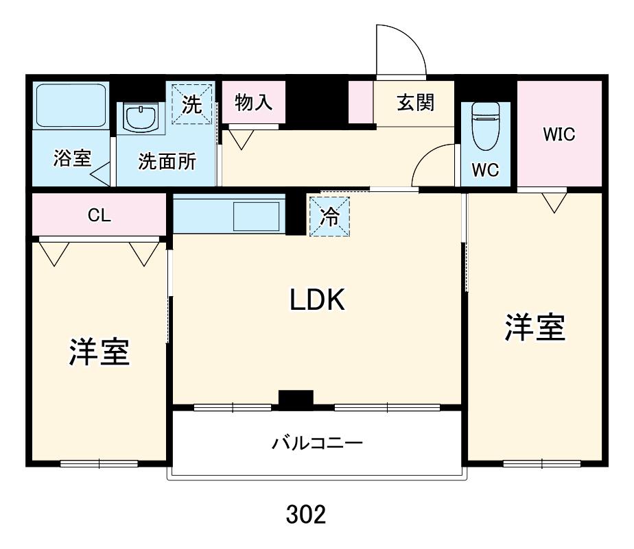 TRES美麗(2LDK/3階)の間取り写真
