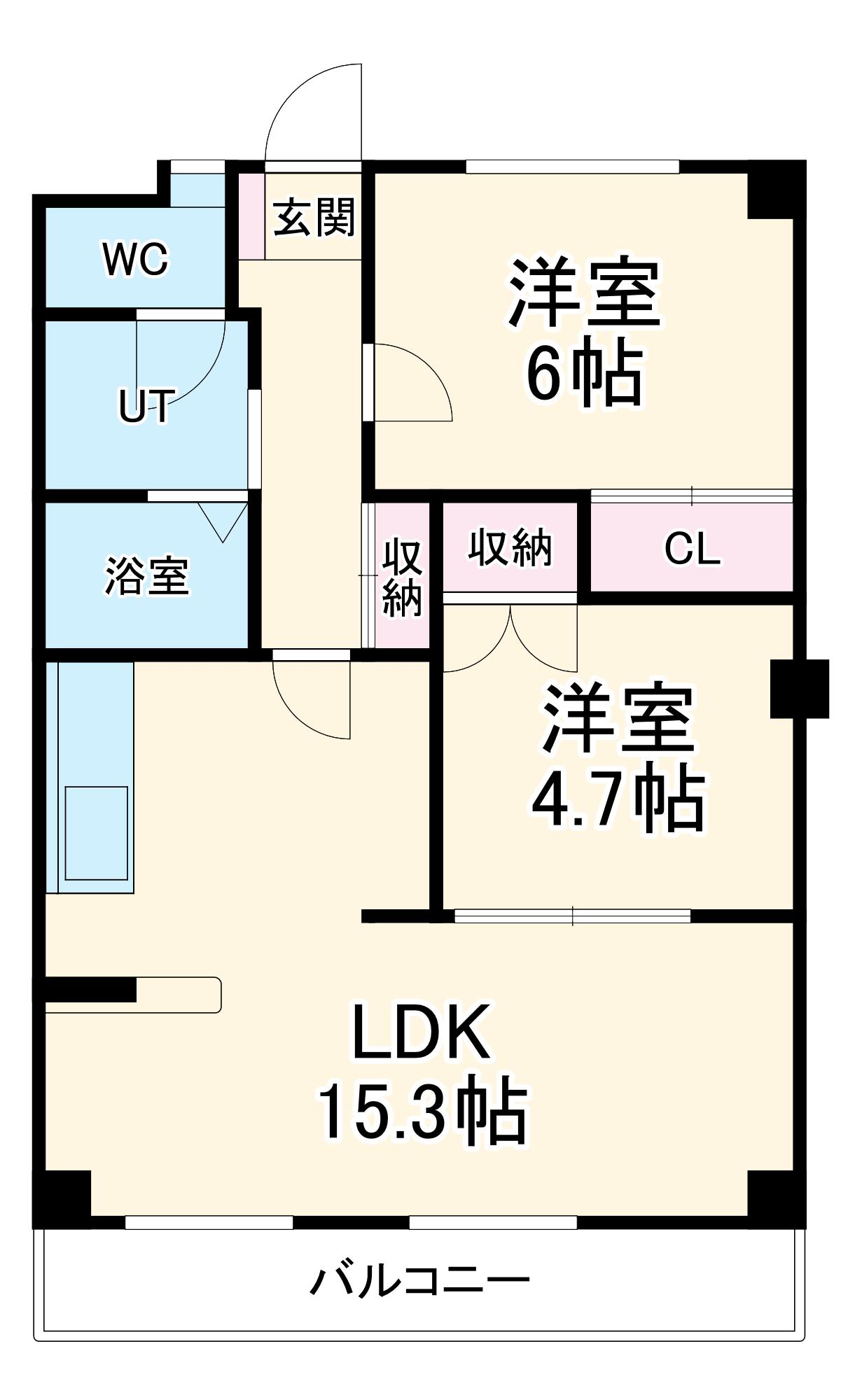 PATIO NAKANOMACHI(2LDK/4階)の間取り写真
