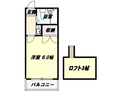 ラ・グラシューズ町南(1K/2階)の間取り写真