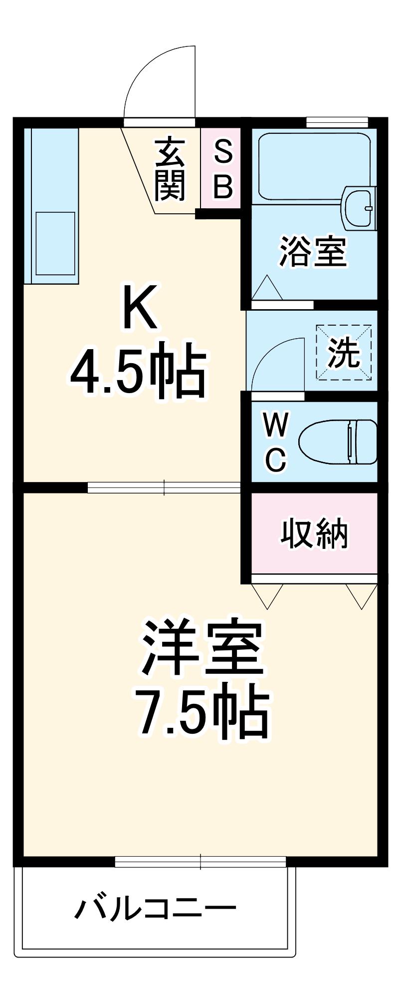 グリーンハイツ砂川A棟(1DK/2階)の間取り写真