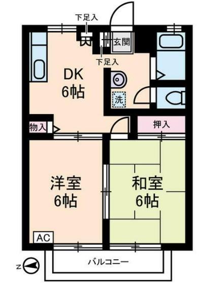 シャルマンS(2DK/2階)の間取り写真