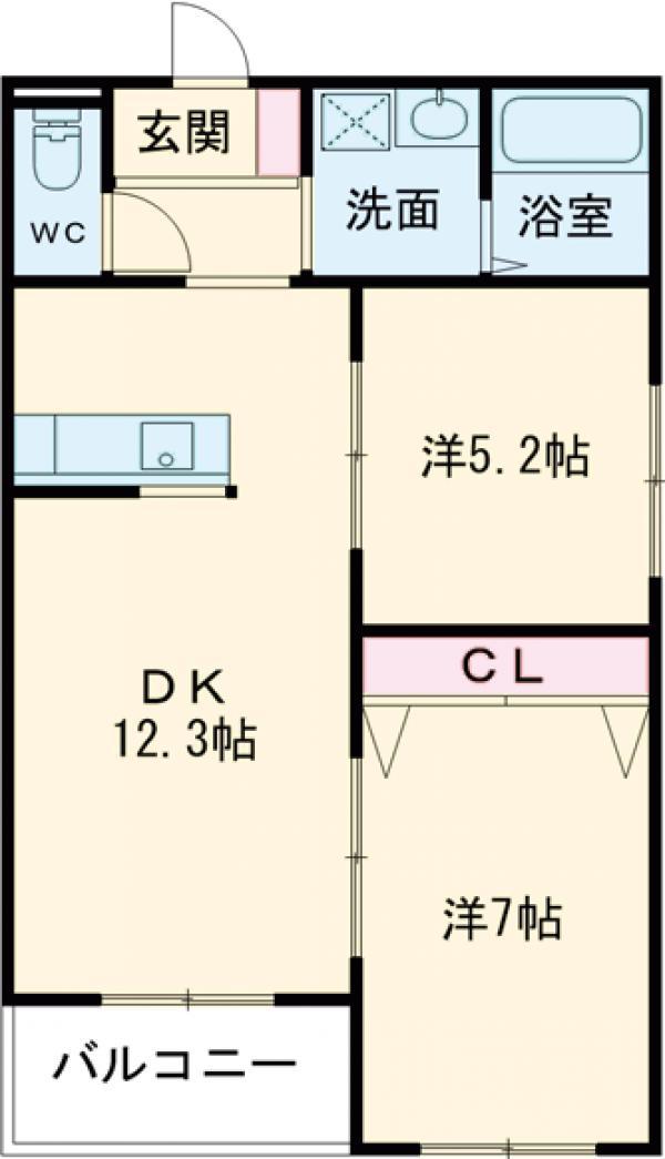 KALMIA(2LDK/1階)の間取り写真