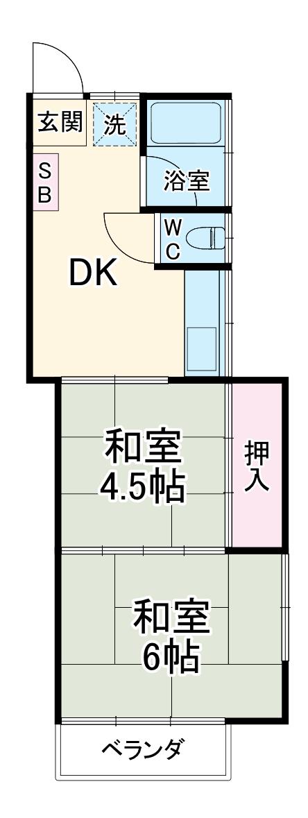 フローラ幸(2DK/2階)の間取り写真