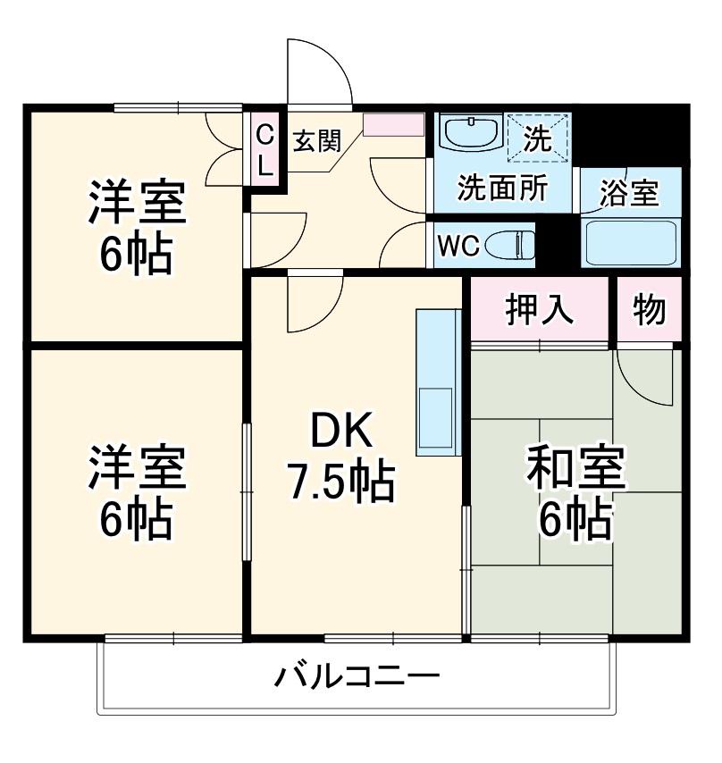 アーバンスクエア(3DK/3階)の間取り写真