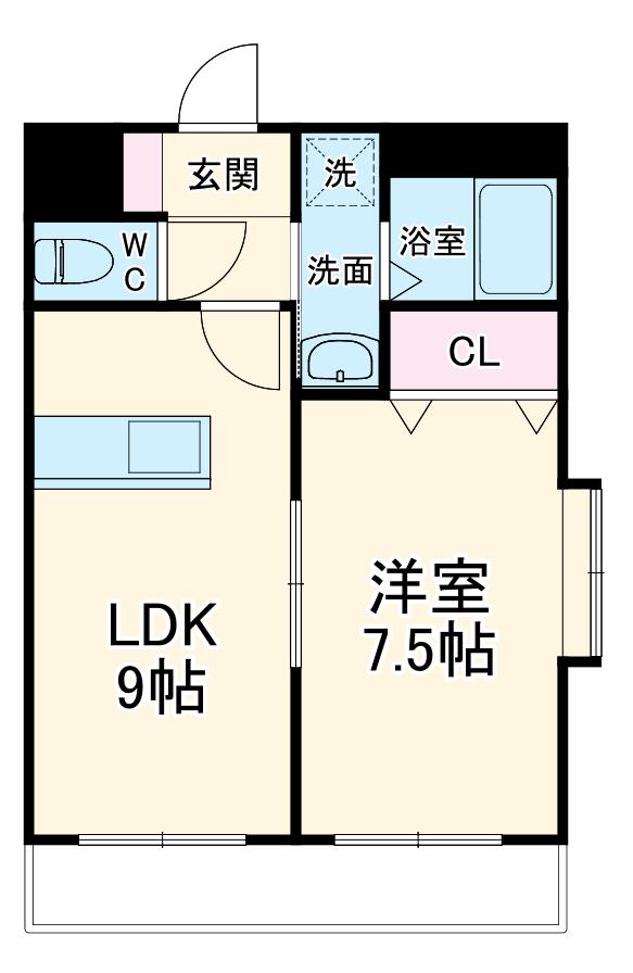 リバーサイドオオスカ(1LDK/3階)の間取り写真
