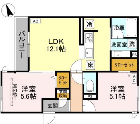 D-SERENOくすのき台(2LDK/2階)の間取り写真
