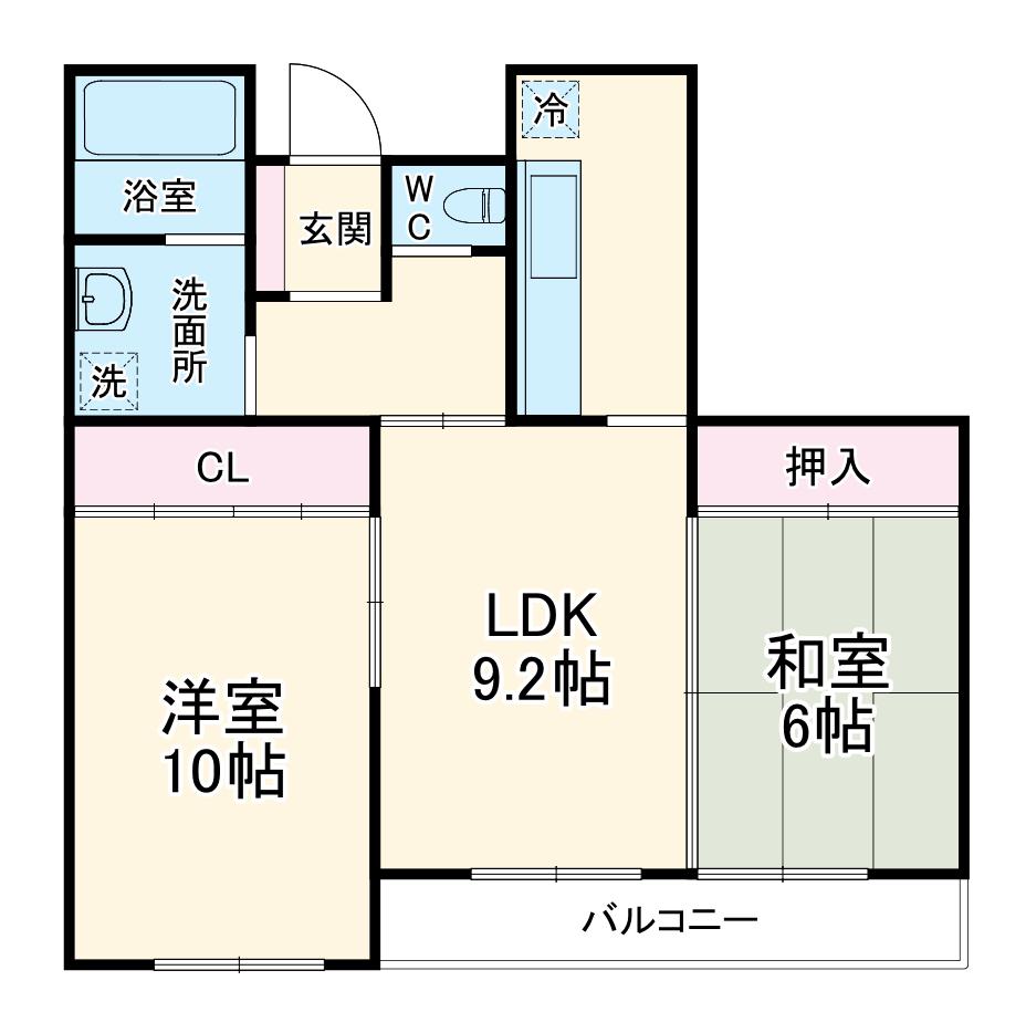 タウン唐山F棟(2LDK/1階)の間取り写真