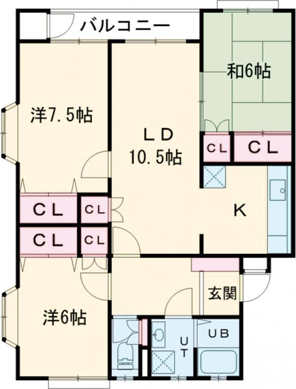 桜橋コート(3LDK/2階)の間取り写真