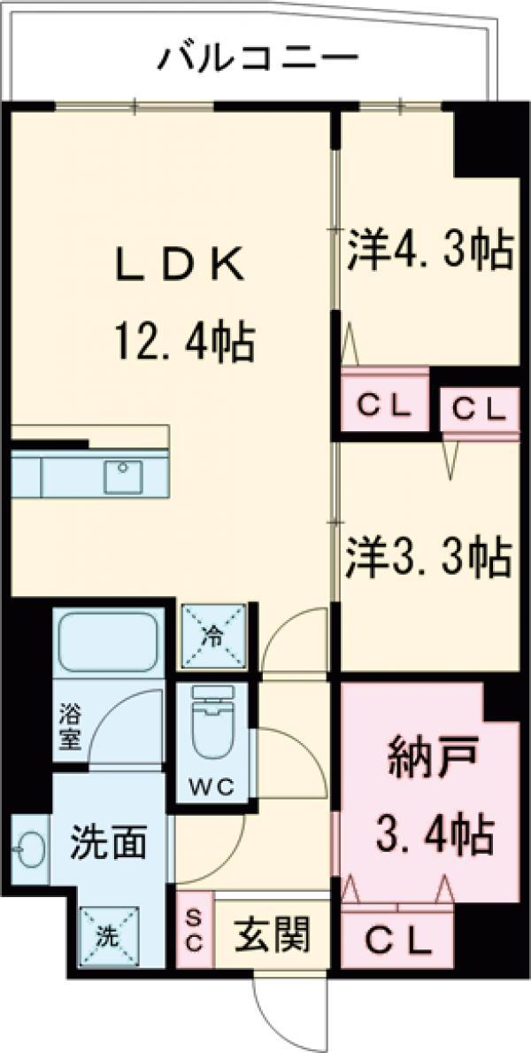 グランカーサ西葛西(2SLDK/2階)の間取り写真