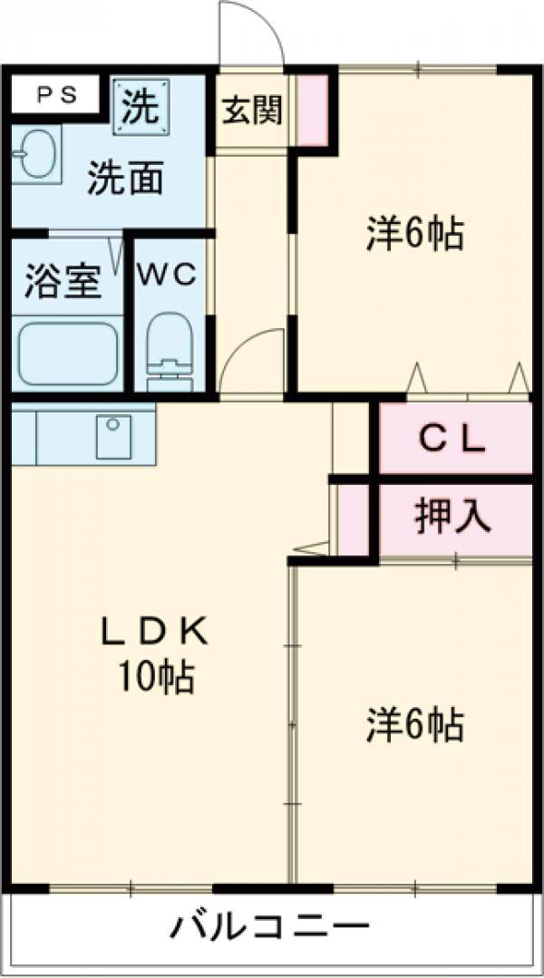 サントリーニマンション(2LDK/1階)の間取り写真