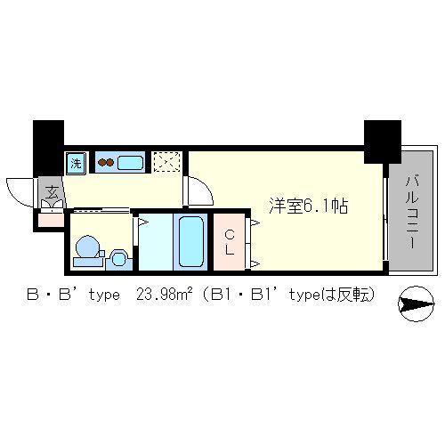 エステムプラザ京都御所ノ内REGIA(1K/3階)の間取り写真