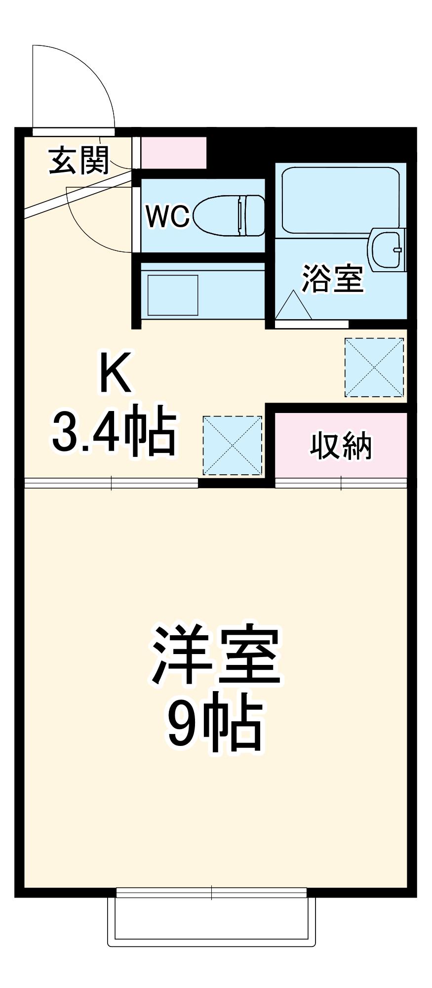 パレス中央(1K/1階)の間取り写真