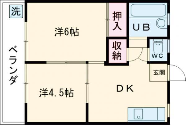 フラッツ王子(2DK/2階)の間取り写真