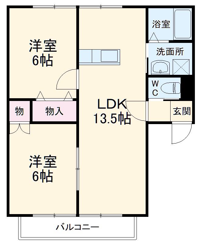 ウエストワン(2LDK/1階)の間取り写真