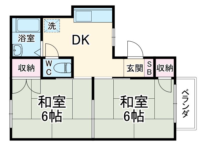 ファミール丹陽A棟(2DK/2階)の間取り写真