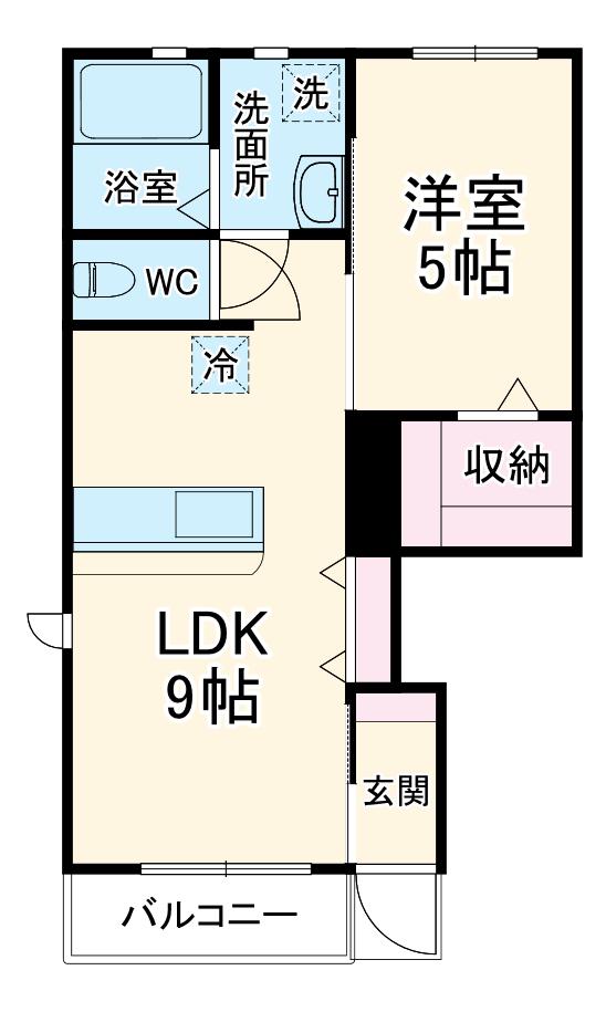 LOTUS新居2(1LDK/1階)の間取り写真