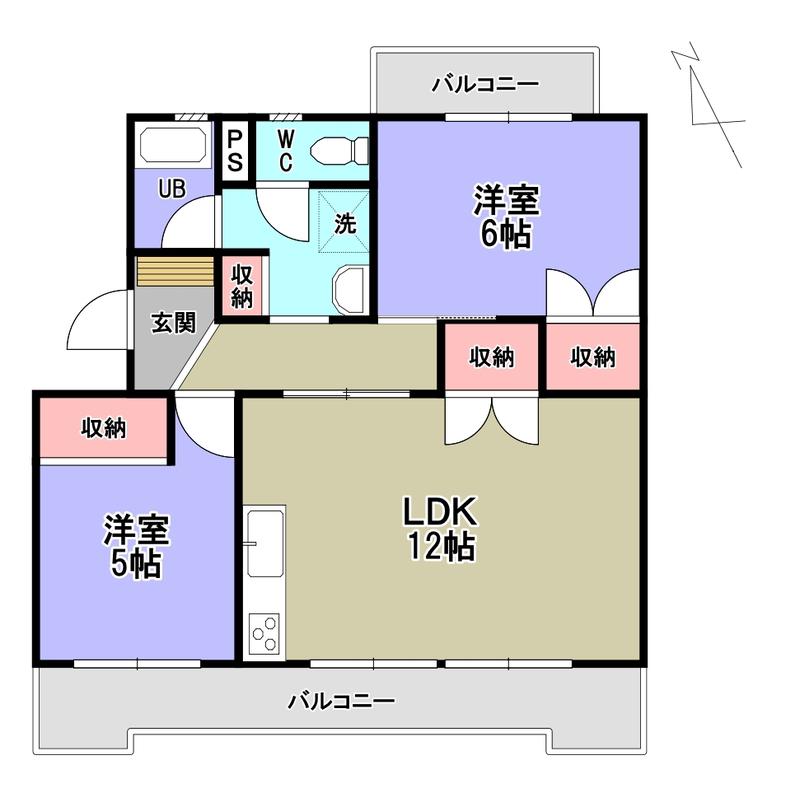 ノルデンハイム相川(2LDK/1階)の間取り写真