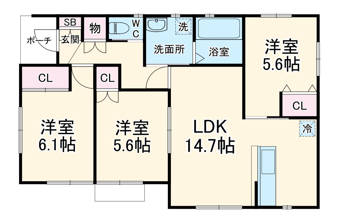 東海道本線 袋井駅 徒歩41分 1階建 新築(3LDK)の間取り写真