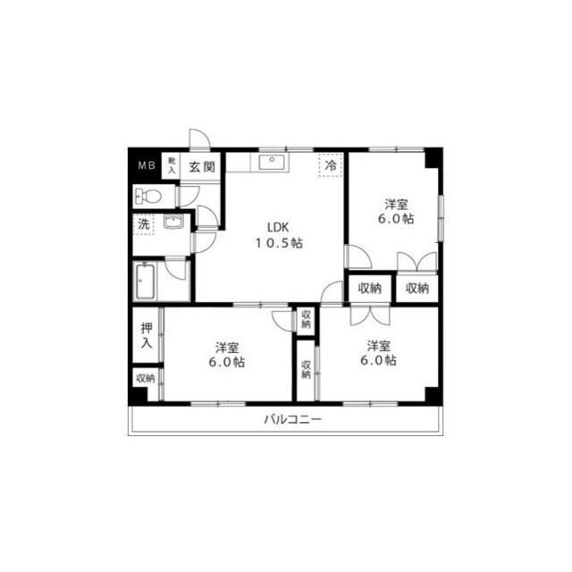 スカイパレス西平山(3LDK/2階)の間取り写真