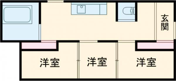 東武鉄道桐生線 相老駅 徒歩12分 1階建 築49年(3DK)の間取り写真