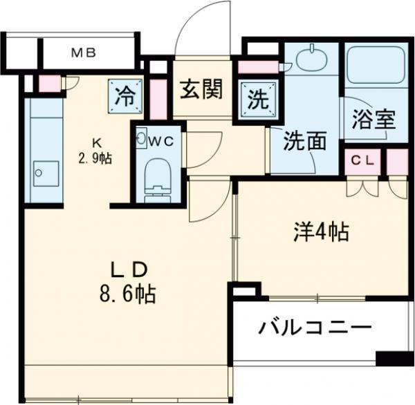 ザ・ヒルトップタワー高輪台(1LDK/14階)の間取り写真