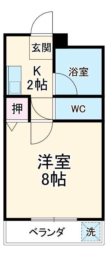 エクシードK(1K/2階)の間取り写真