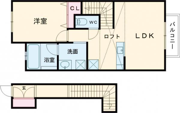 シャトーラルク(1LDK/2階)の間取り写真