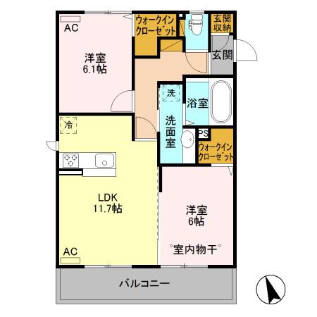 アントスA(2LDK/3階)の間取り写真