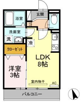 T.メルヘン(1LDK/2階)の間取り写真