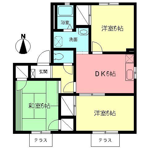 マルベリーB(3DK/1階)の間取り写真