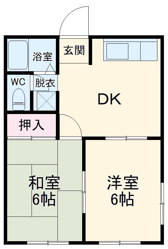 エクセル中溝(2DK/1階)の間取り写真