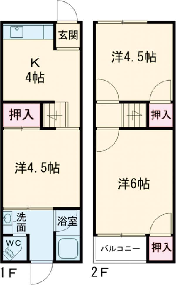 黒鳥アパート(3DK/1階)の間取り写真